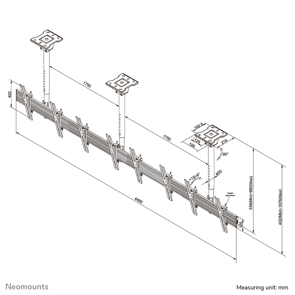 Supporto da soffitto Neomounts by Newstar Pro con barra